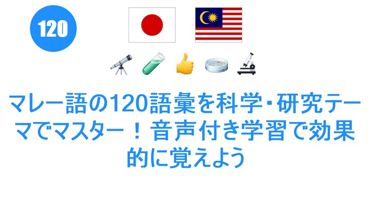 マレー語の120語彙を科学・研究テーマでマスター！音声付き学習で効果的に覚えよう